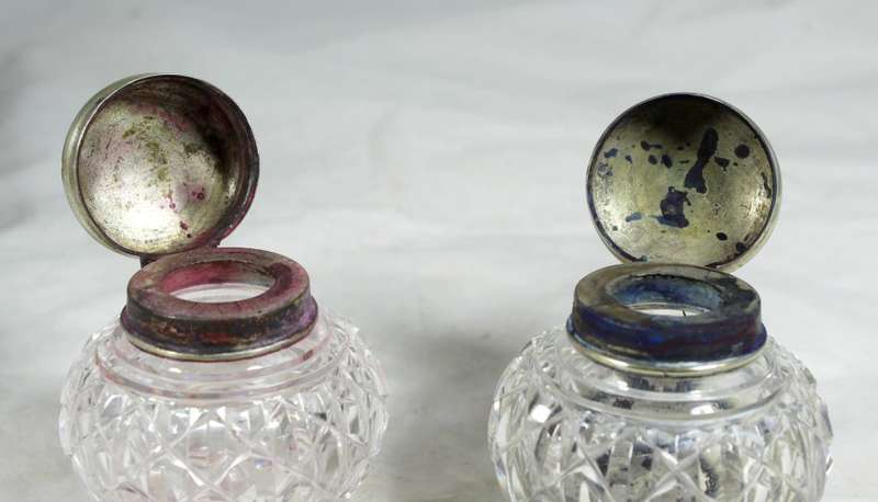 Antique inkwell set - Silver plated