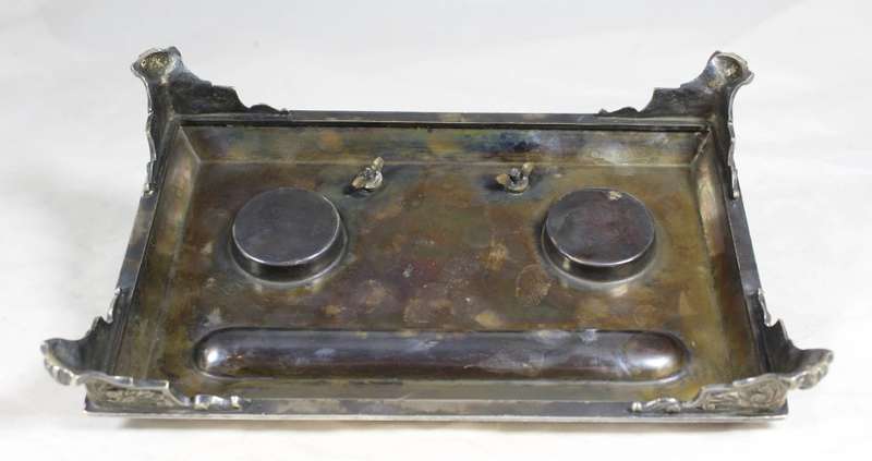 Antique inkwell set - Silver plated