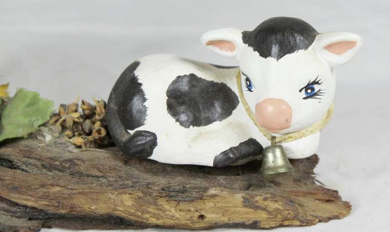 Cows on a tree stump