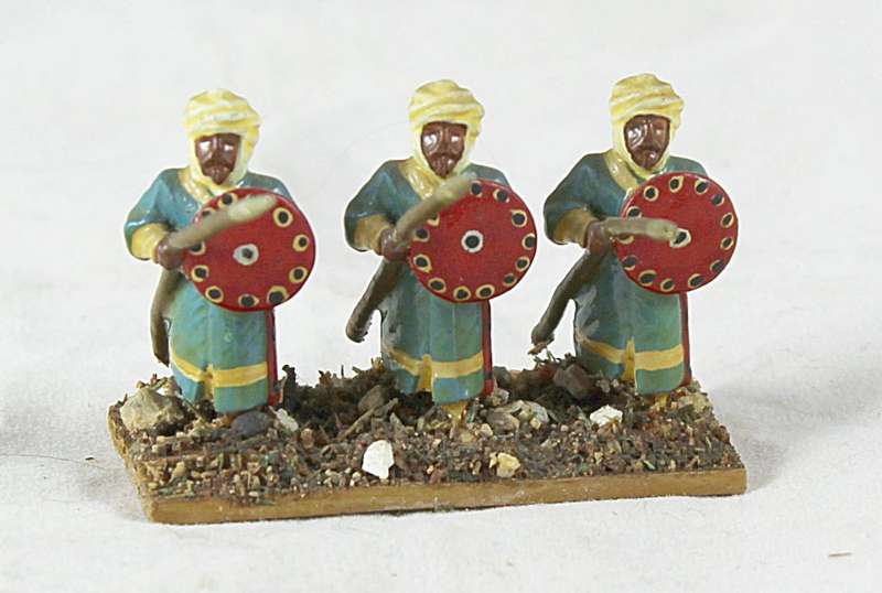 Lead figurines - three Arabian foot soldiers