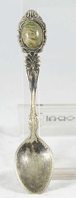 Souvenir Teaspoon - Precious Stone - Silver Plated - Beautiful!