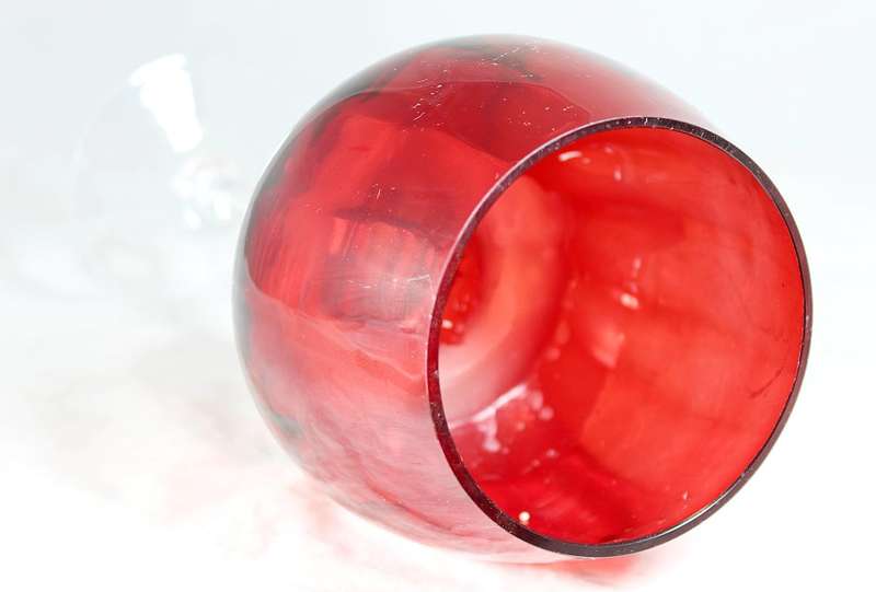 Red glass - bulbous candle holder