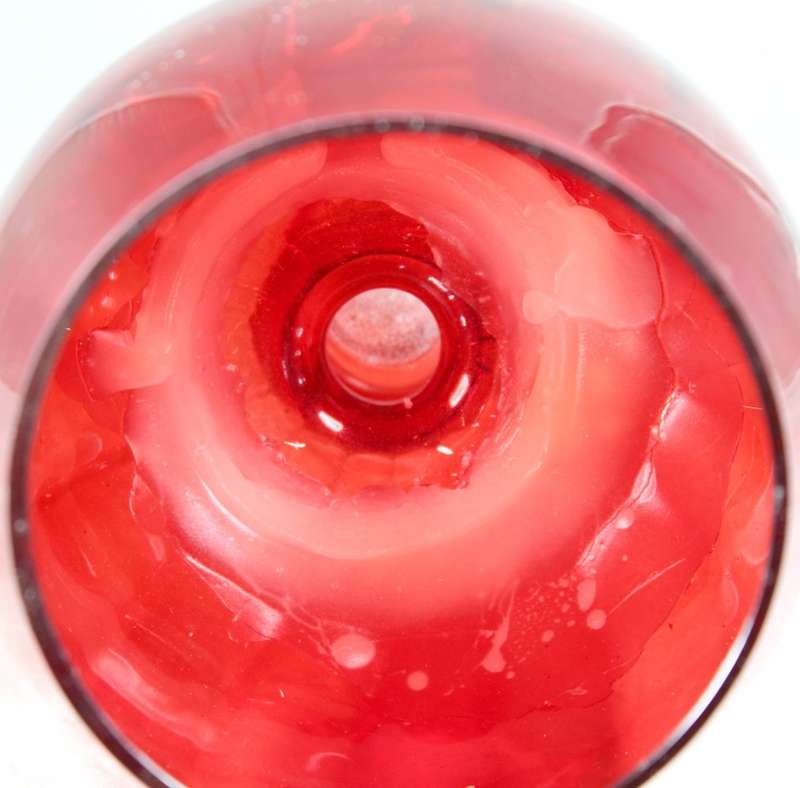 Red glass - bulbous candle holder