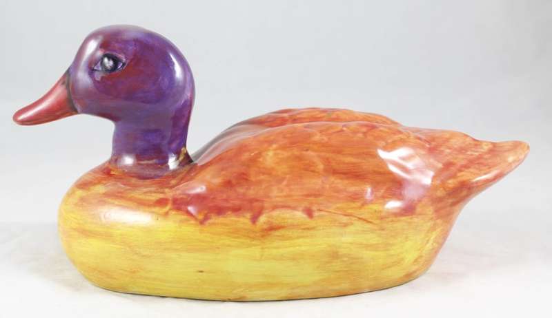 Large ceramic duck - orange and yellow