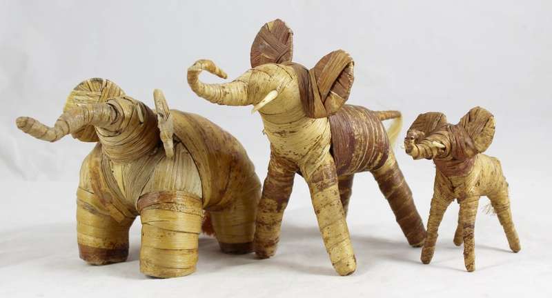 Family of elephants - made with reeds