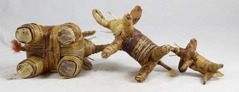 Family of elephants - made with reeds