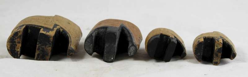 Carved wood elephants - family of four