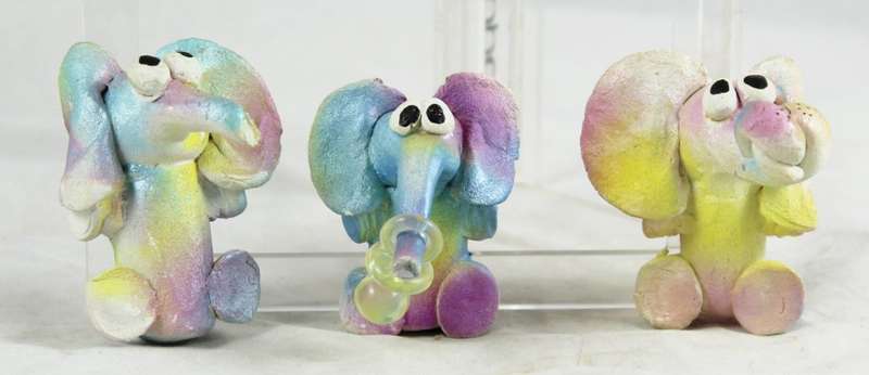 Trio - funky painted elephants