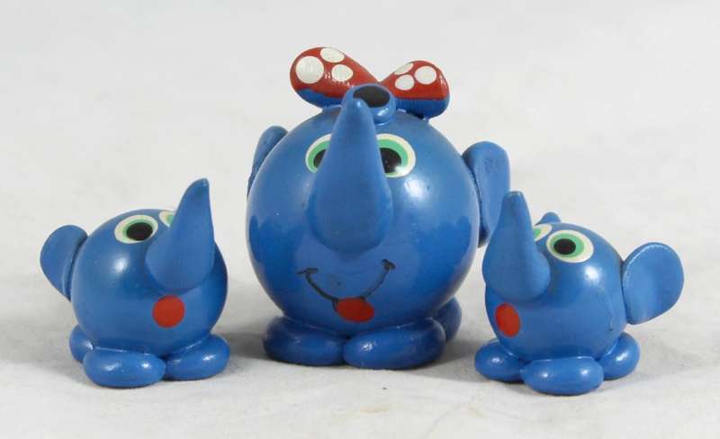 Funky blue elephant family