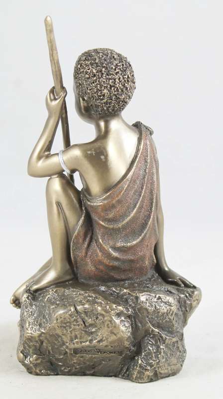 Ayubu - Perseverance - cold cast seated boy