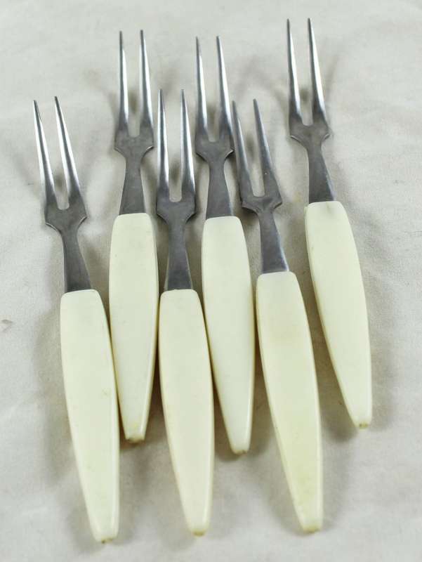 White snail/prawn forks - Set of six