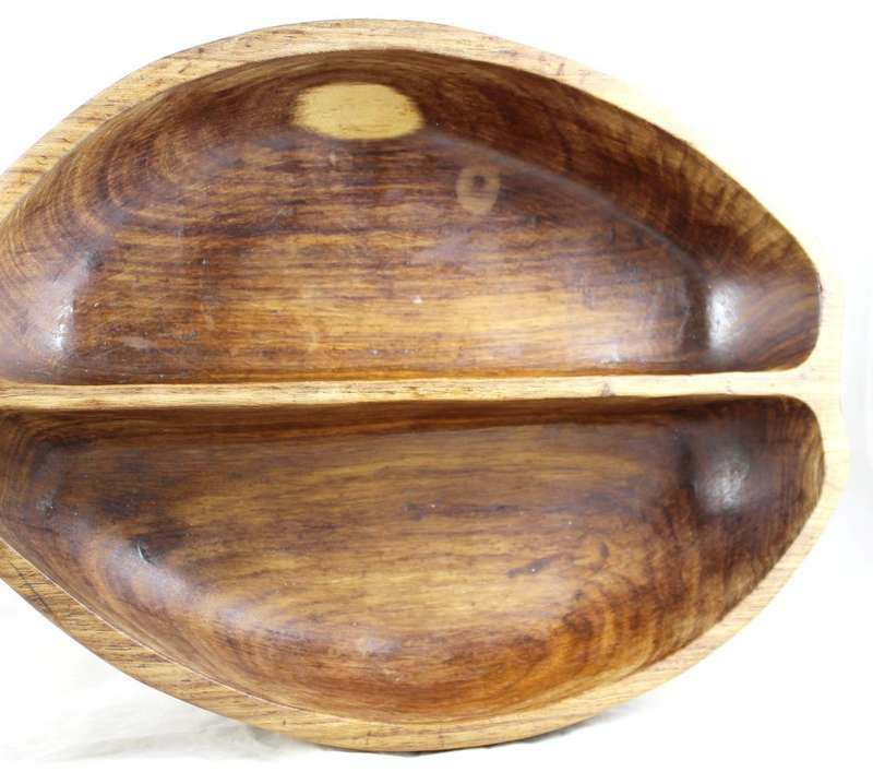 Large Carved Wood - Divided Bowl - Beautiful! - Bid Now!!!