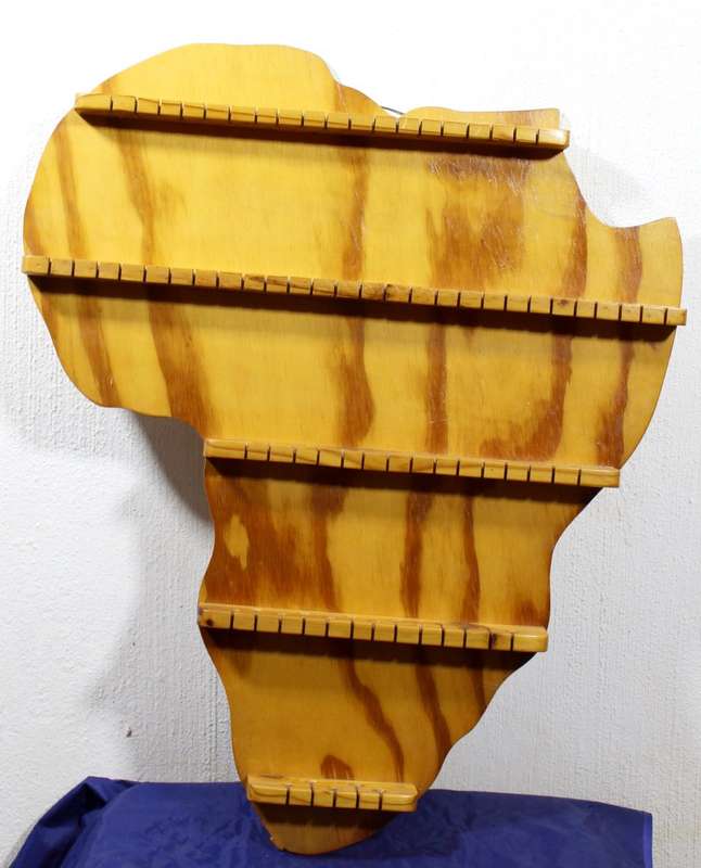 Wooden Africa shaped spoon rack - 79 spoon places