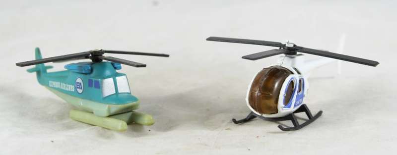 Pair Helicopters - metal and plastic