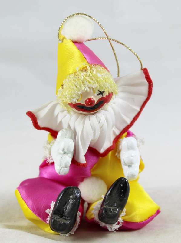 Dressed Clown on Rope - Pink & Yellow - Gorgeous! - Bid Now!!!
