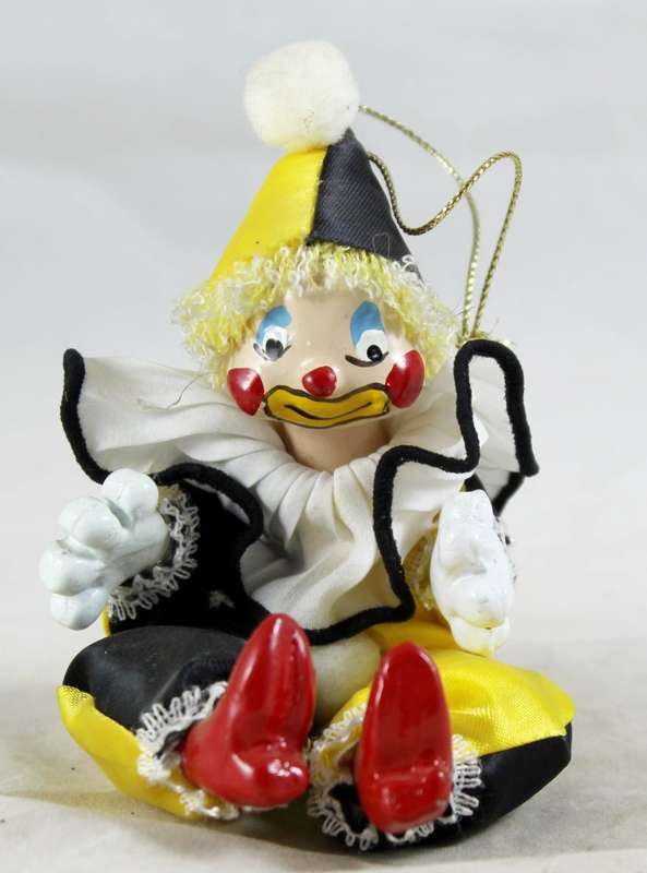 Dressed Clown on Rope - Black & Yellow - Gorgeous!