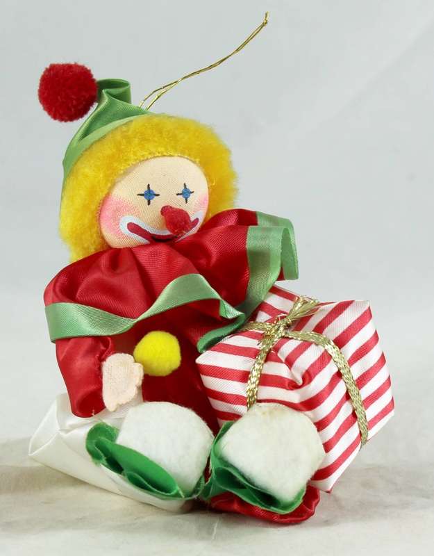 Dressed Clown on Rope - Red with Present - Gorgeous!