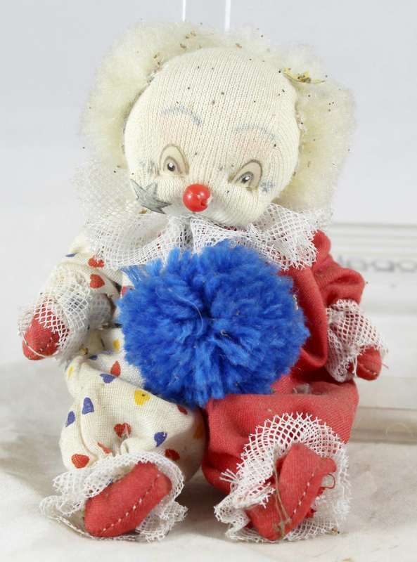 Small Clown with Blue Fluffy Ball - Gorgeous!