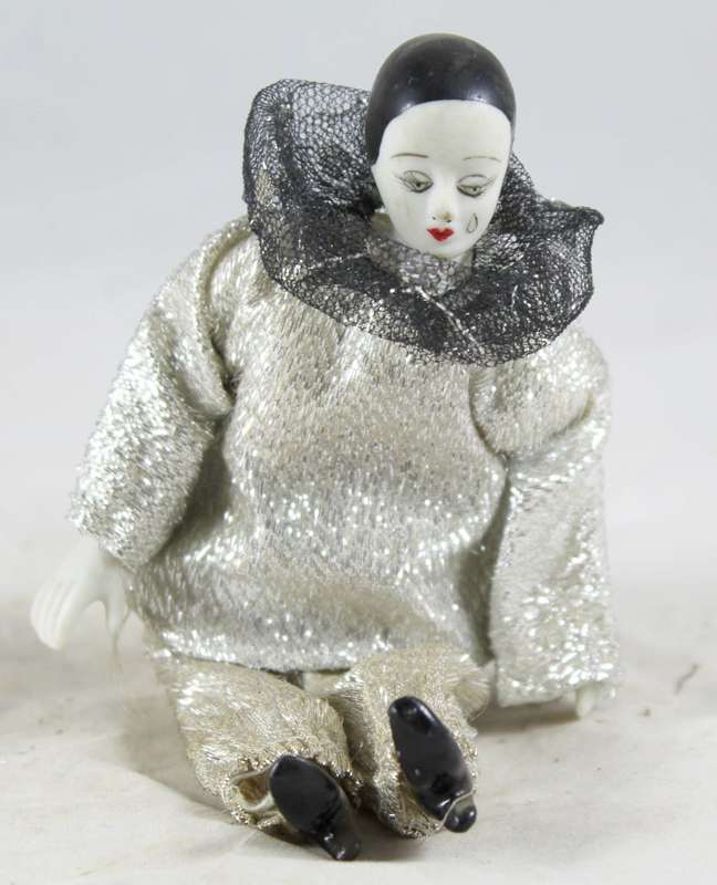 Seated Pierrot - Dressed in Silver - Gorgeous! - Bid Now!!!