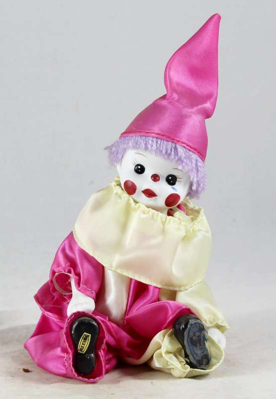 Tivoli - Seated Baby Clown - Dressed In Pink & White - Gorgeous!