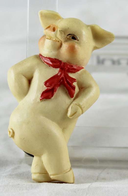 Pig Magnet - Dancing Wearing Red Scarf - Gorgeous!