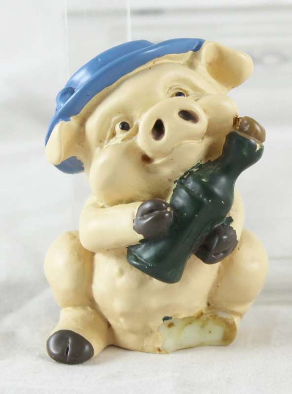 Pig Magnet - With Bottle and Blue Hat - Gorgeous!