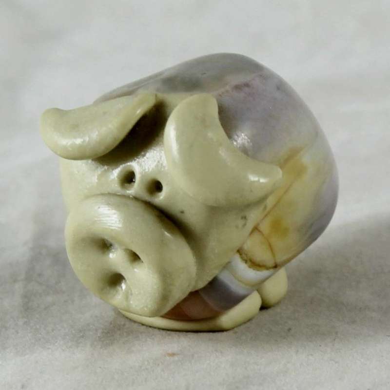 Clay & Semi-Precious Stone Pig - Gorgeous! - Bid Now!!!