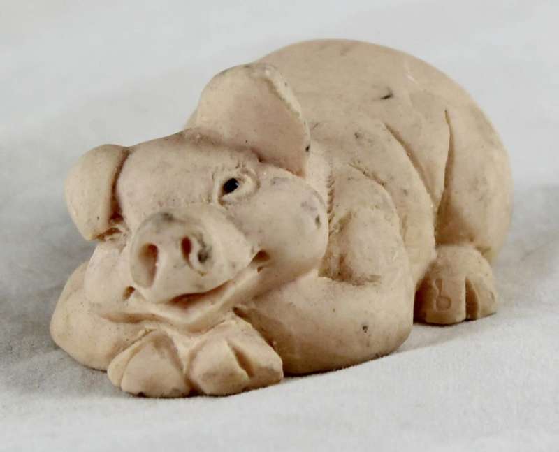 Pig laying down and peaking