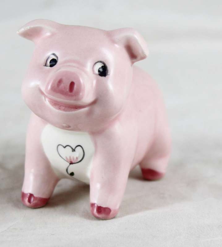 Pink pig with flower on chest