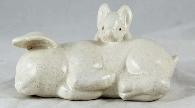 White ceramic mom and baby pig