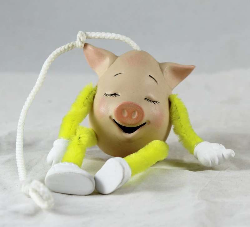 Egg shaped pig - hanging ornament