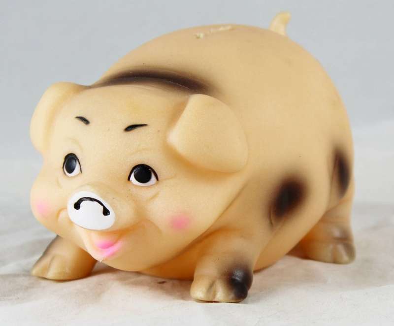 Peach pig with black spots - money bank