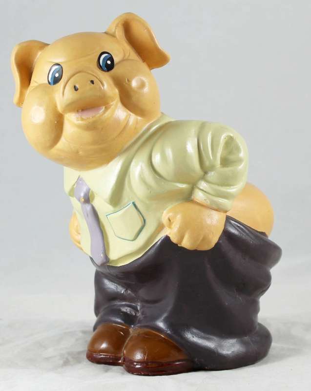 Pig pulling up his pants - money bank