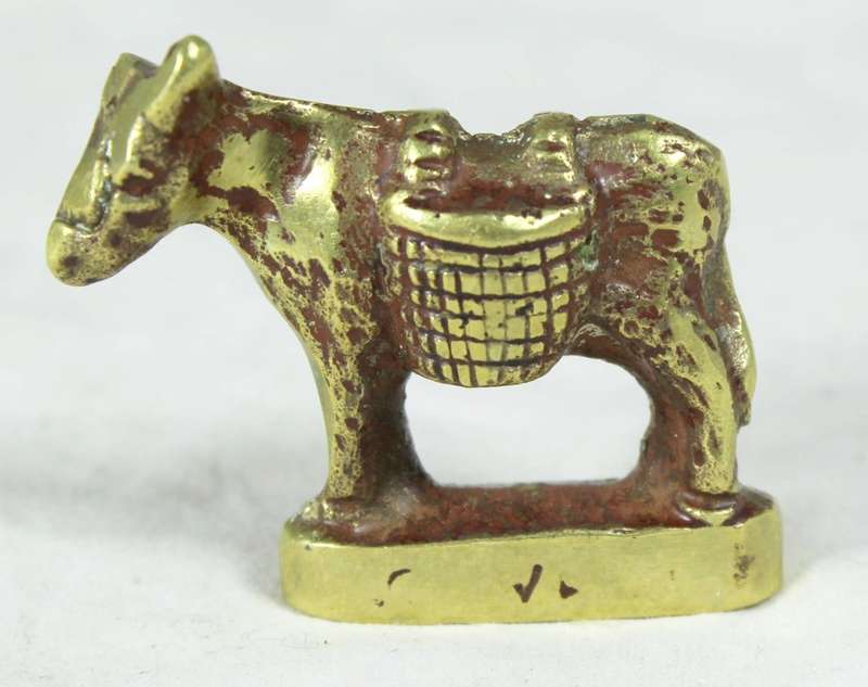Miniature brass pack donkey