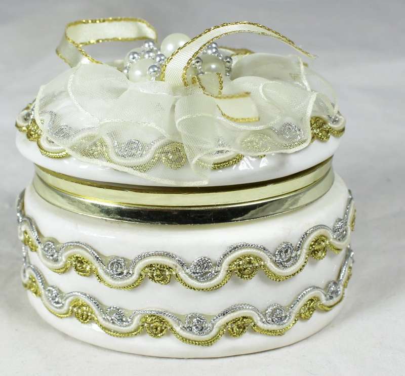 Adorned Porcelain Trinket Container - Gorgeous!