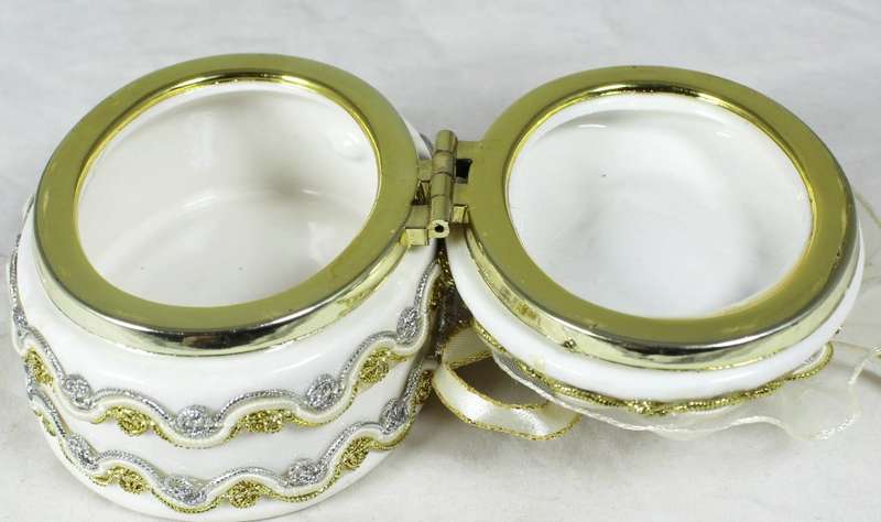 Adorned Porcelain Trinket Container - Gorgeous!