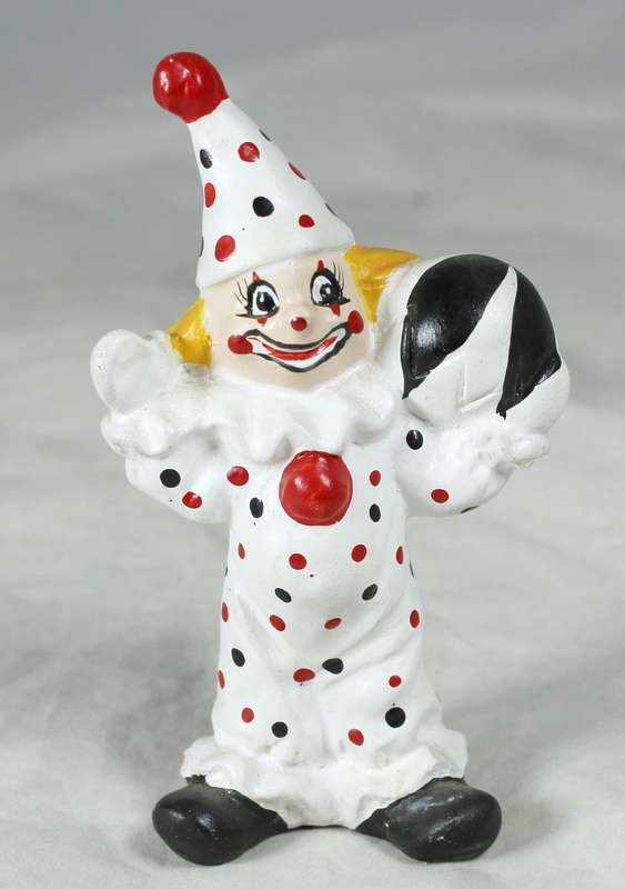 Clown with red & black dots and ball