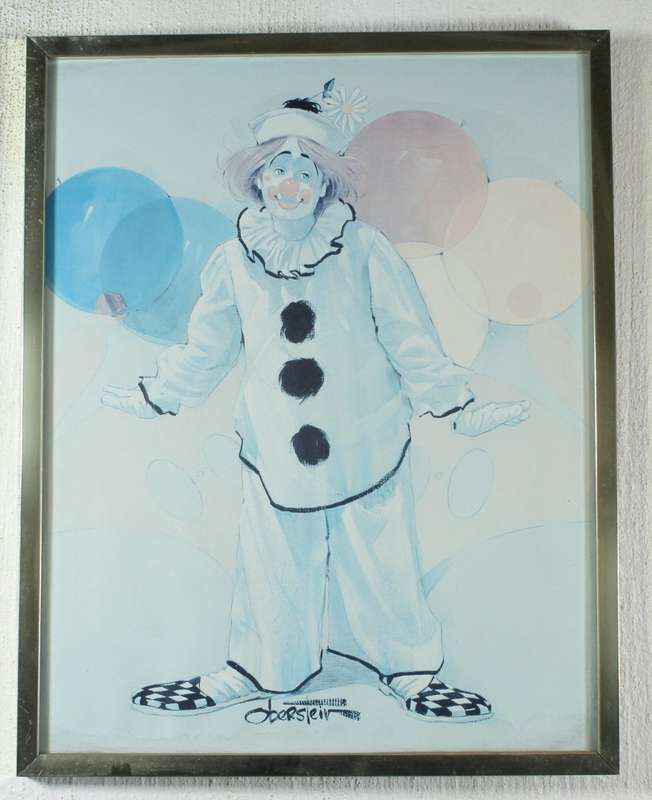 Framed Oberstein clown print