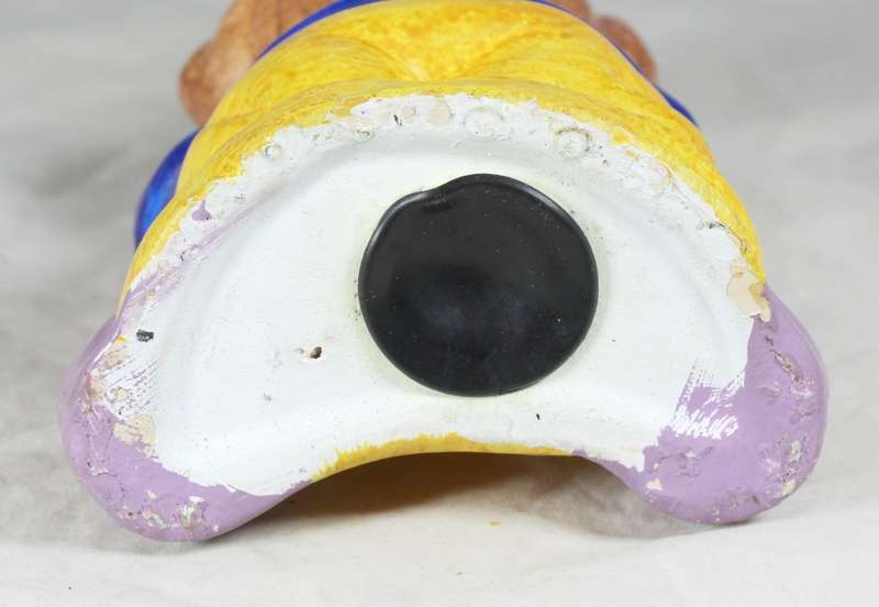 Clown money box - yellow & blue with red hat