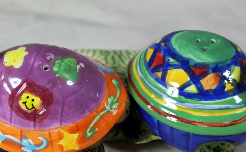 Character salt & pepper set - funky tortoise on stand