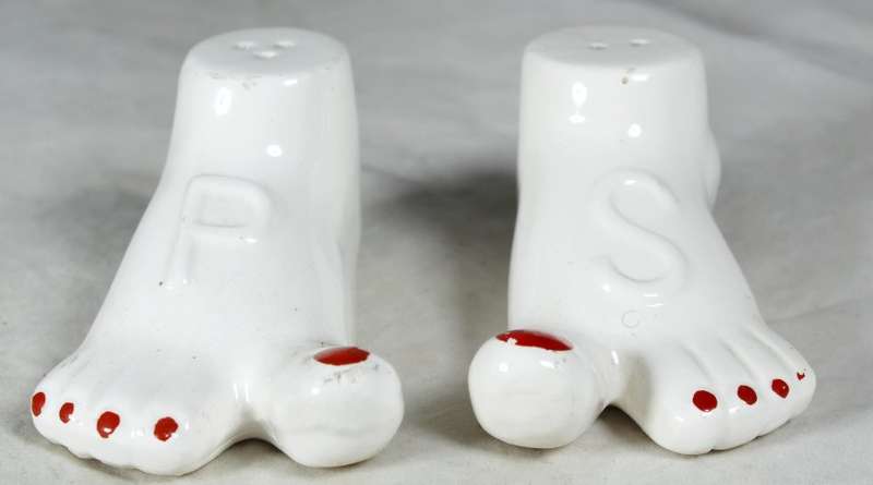 Character Salt & Pepper Set - Feet with Red Toenails - Beautiful!