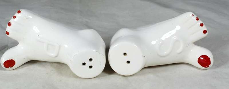 Character Salt & Pepper Set - Feet with Red Toenails - Beautiful!