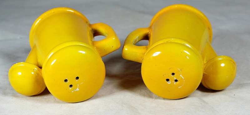 Character Salt & Pepper Set - Yellow Watering Cans - Beautiful!