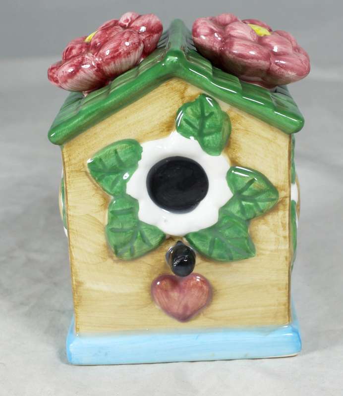 Character Salt & Pepper Set - Bird House with Flowers - Beautiful!