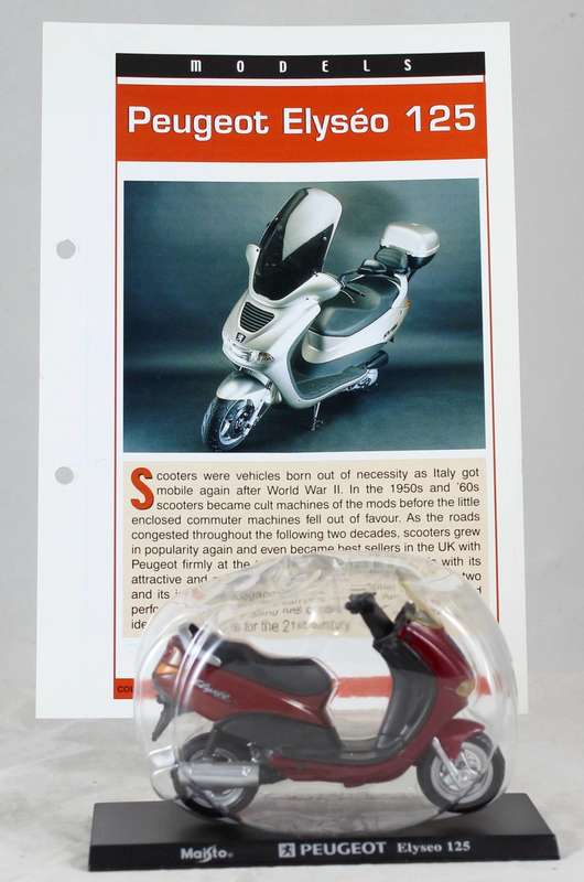 Maisto - Peugeot Elyseo 125 - bike & info sheet