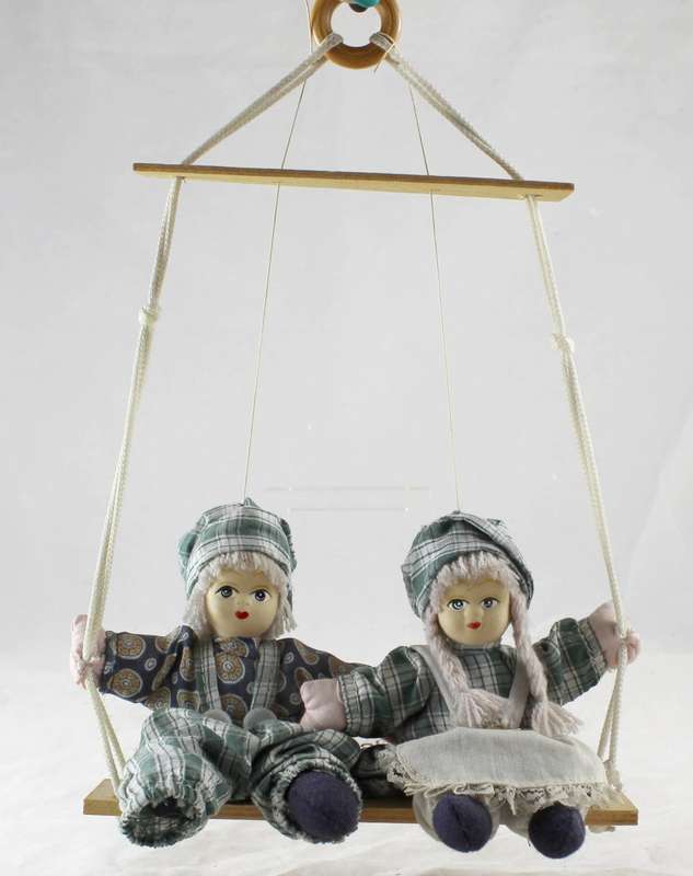 Dolls - Boy & Girl on Swing - Beautiful!! - Bid Now!