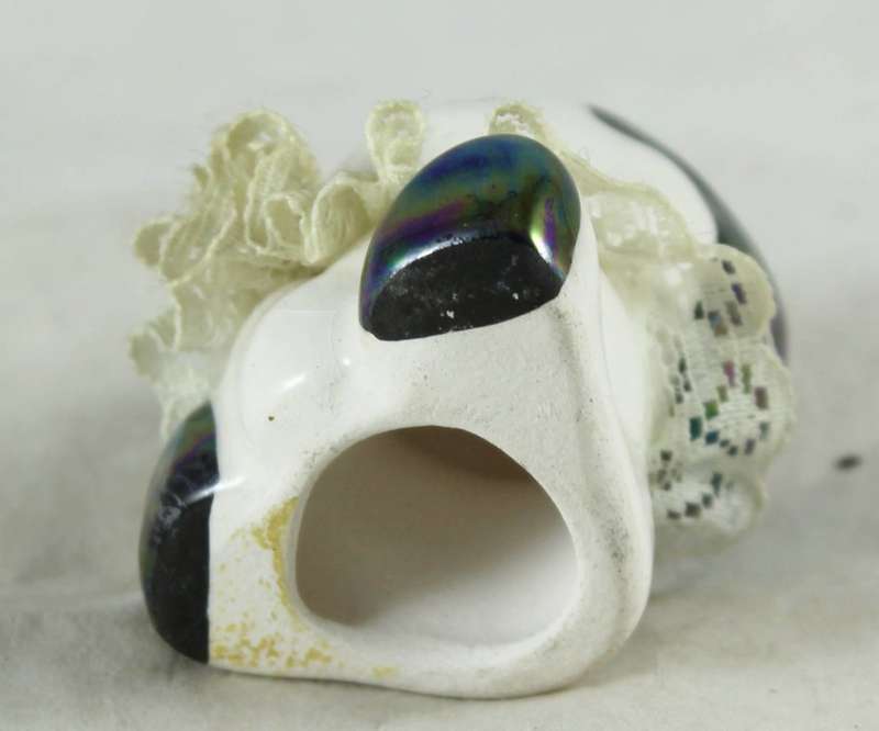 Small Porcelain Baby with Lace Collar - Pearl Head - Gorgeous!