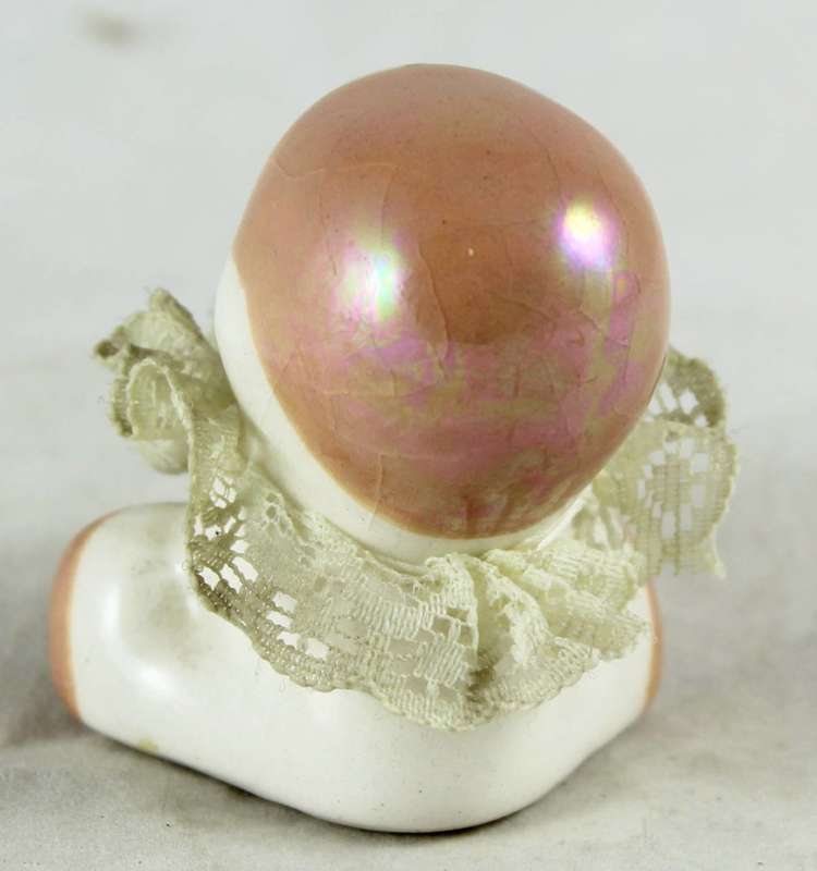 Small Porcelain Baby with Lace Collar - Peach Head - Gorgeous!
