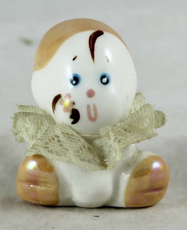 Small Porcelain Baby with Lace Collar - Light Orange Head - Gorgeous!