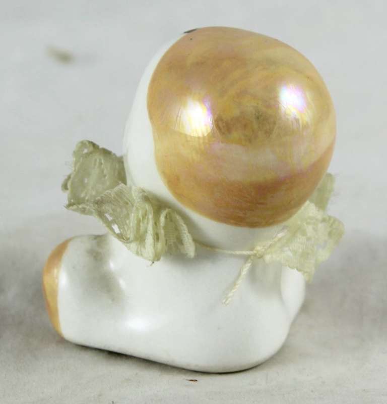 Small Porcelain Baby with Lace Collar - Light Orange Head - Gorgeous!
